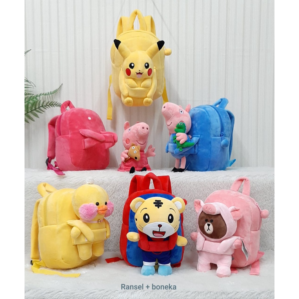 Tas Ransel boneka Pikachu Peppa Thomas Backpack anak paud/Tas Thomas/Kado Tas Anak