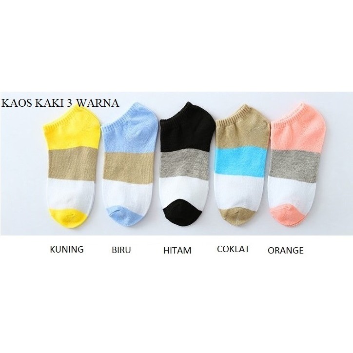 GGS Kaos Kaki Ankle Polos Wanita Kaos Kaki Pendek Korea Murah Short Socks-3 Warna