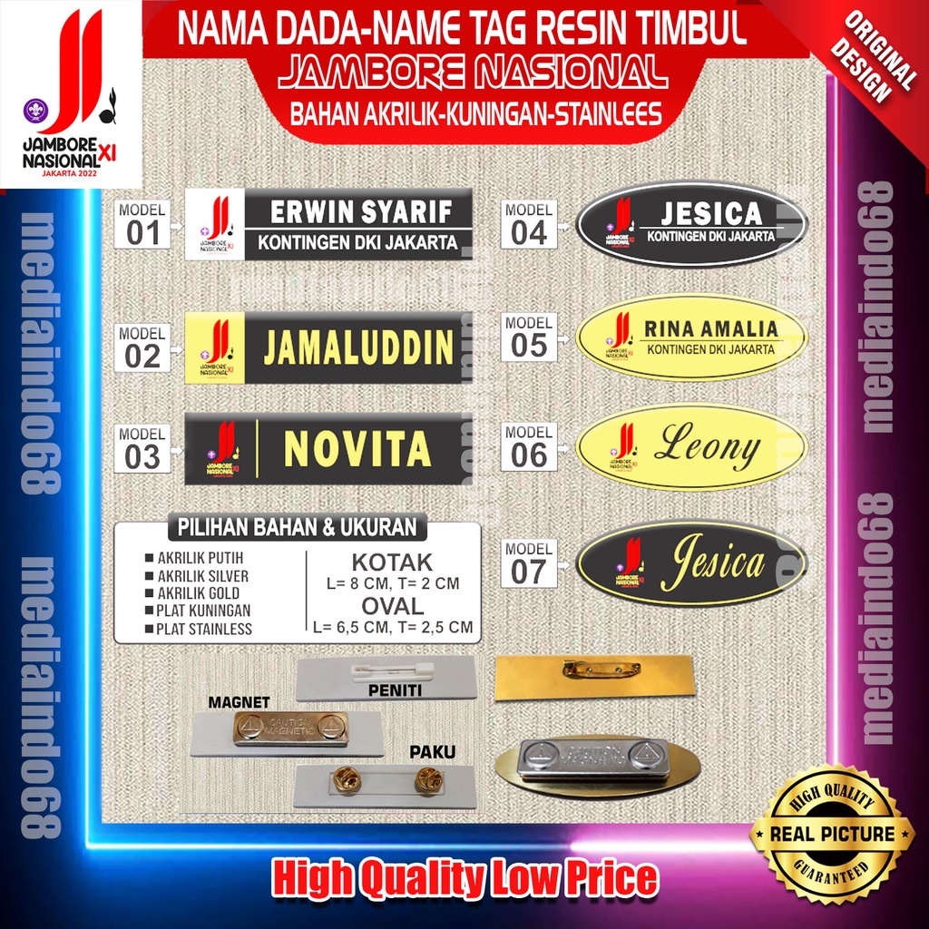

Custom Name Tag /Nama Dada/Papan Nama- Pramuka-JAMNAS