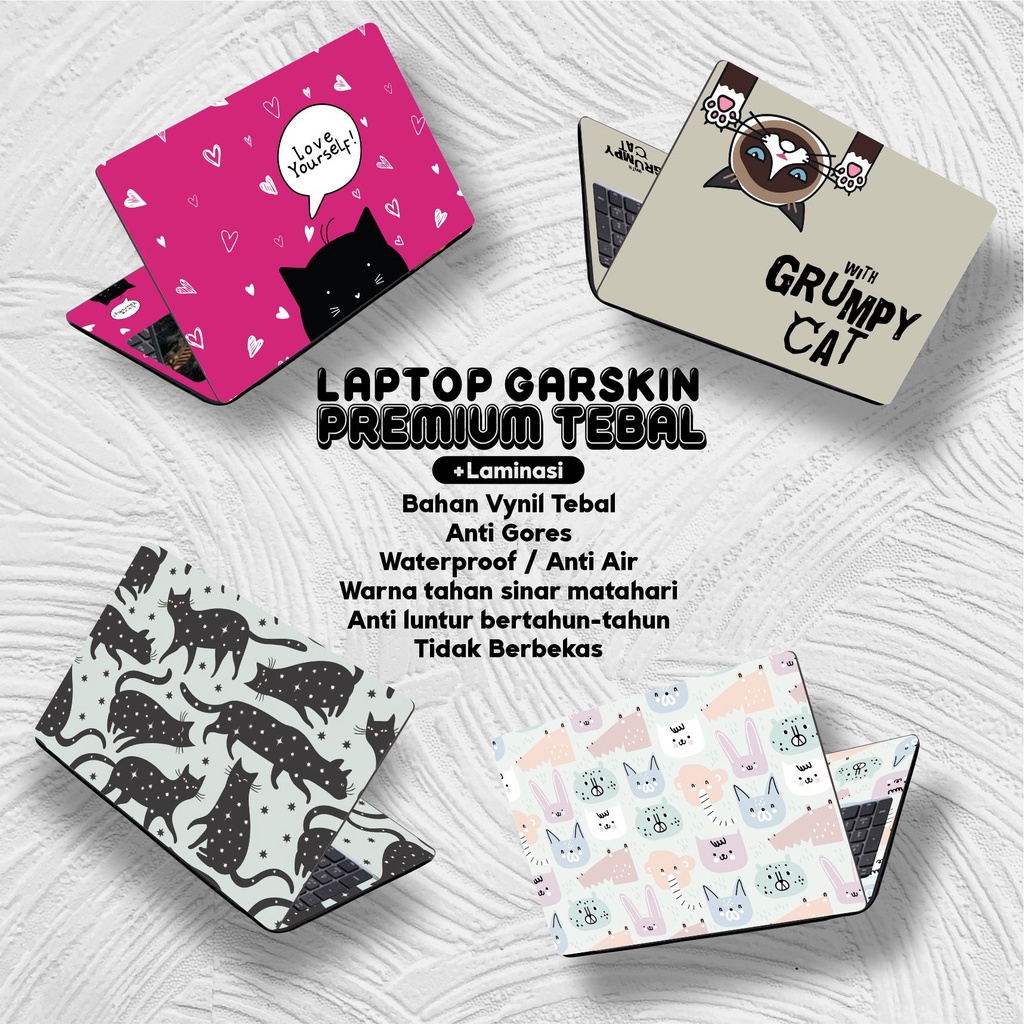 Garskin Laptop Anti Gores Catlovers Cat Kucing Meng Pet Premium Full set 10 12 13 14 15 inch Universal Untuk Semua Merk Laptop