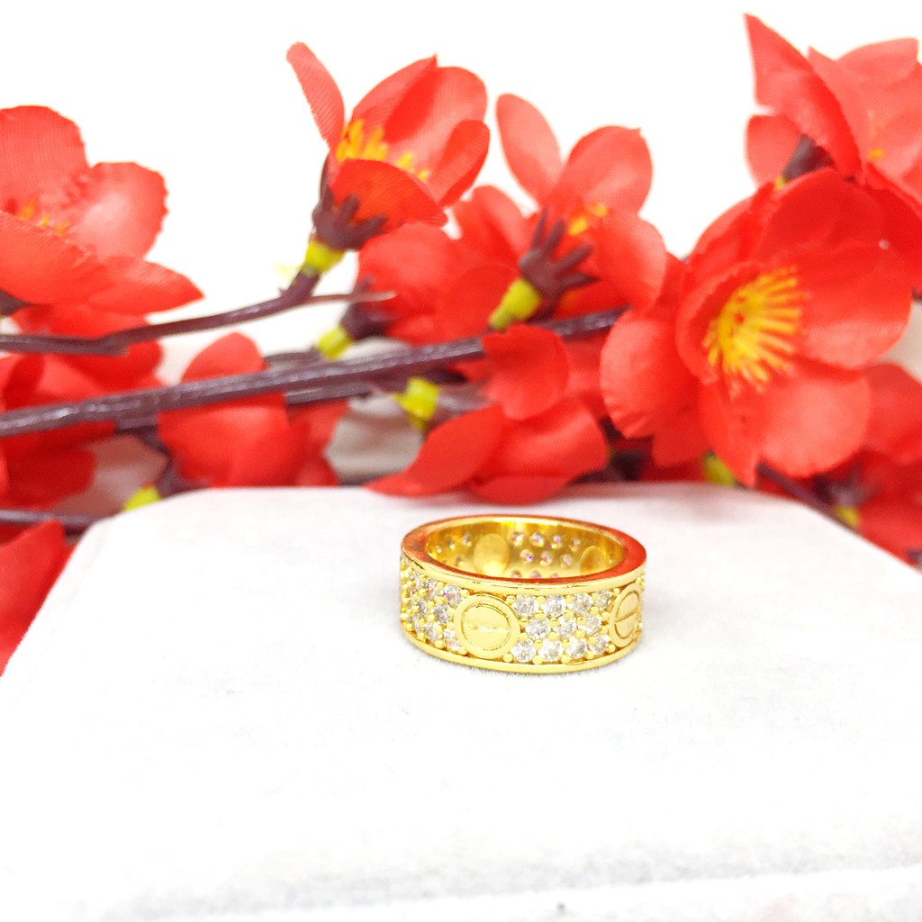 Cincin Xuping Lebar Batu Putih Gold Lapis Emas - BR494