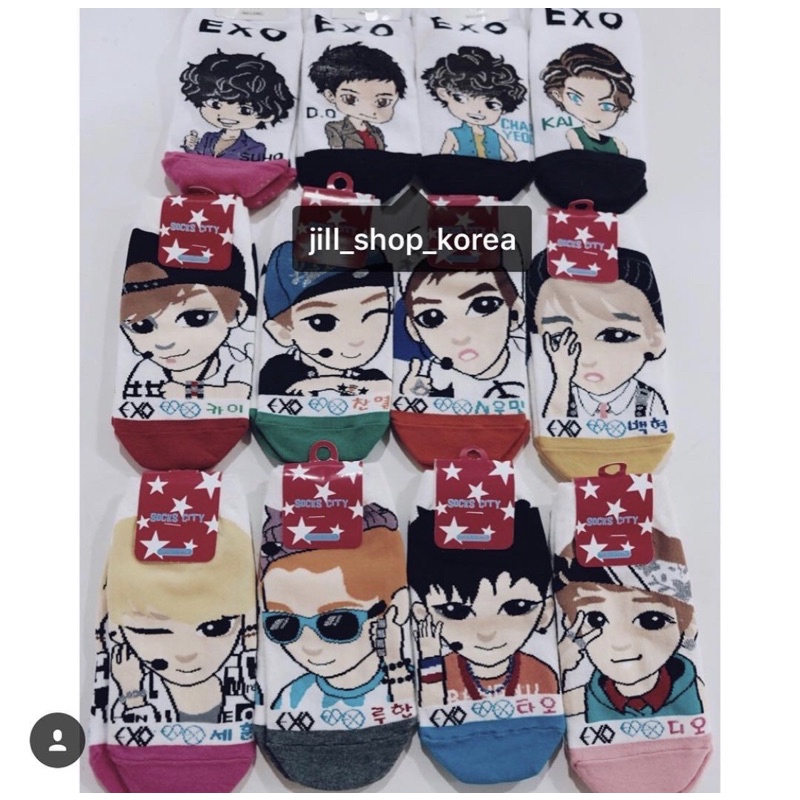 kaos kaki korea kpop bts exo disney frozen superman wonderwomen bias impor sekolah bigbang blackpink