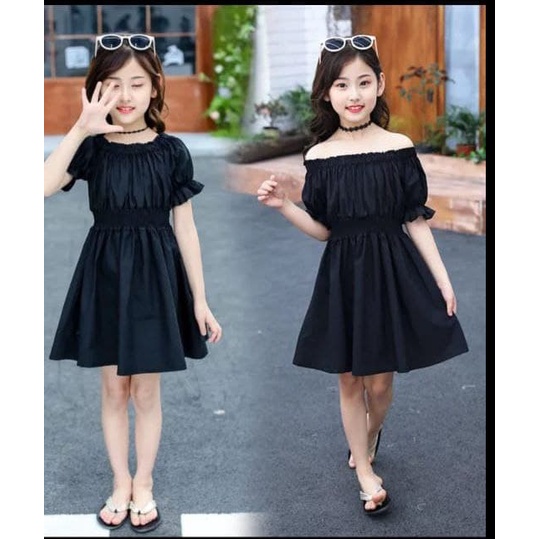 Baju Dress Pesta Anak Perempuan / Dress Anak Polos 7-10 Tahun COD