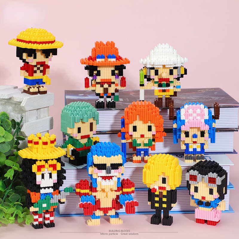 Mainan Balok Bangunan model Kartun One piece Untuk Hadiah Anak