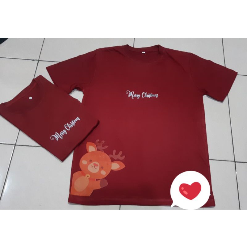 KAOS NATAL RUSA DEER SIDE/T-SHIRT MERRY CHRISTMAS DEER SIDE