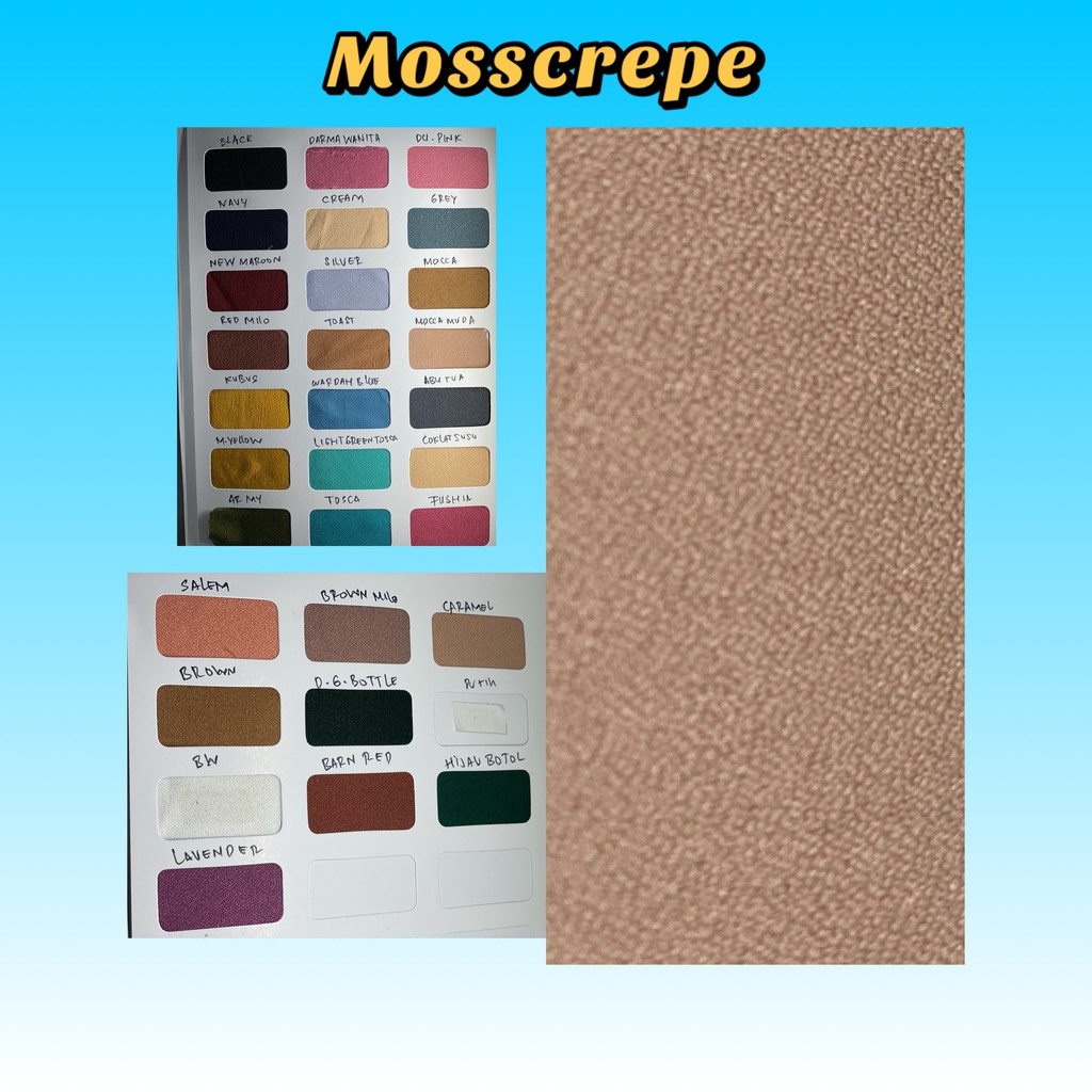 Kain Mosscrepe/Moscrepe 1 Roll-isi 50 yard- BAHAN GAMIS DAN KERUDUNG/HIJAB