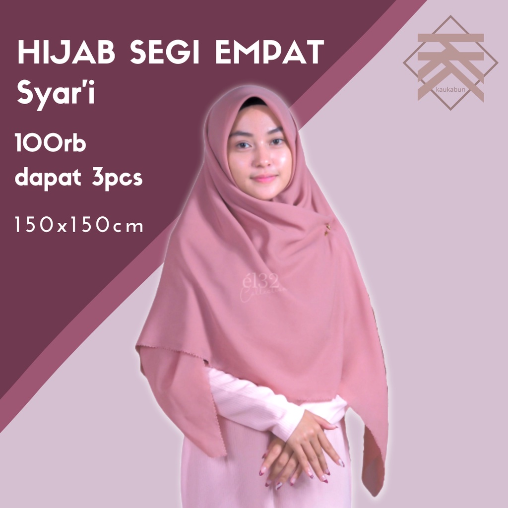 Kerudung Hijab Jilbab Segi Empat Bella Square Panjang 140cm Jumbo Lasercut Laser Cut  Segitiga Syari