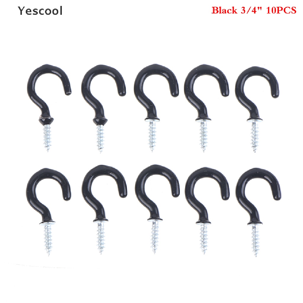 Yescool 10Pcs / Set Kait Gantung Gelas / Mug Bahan Stainless Steel Untuk Perlengkapan Rumah