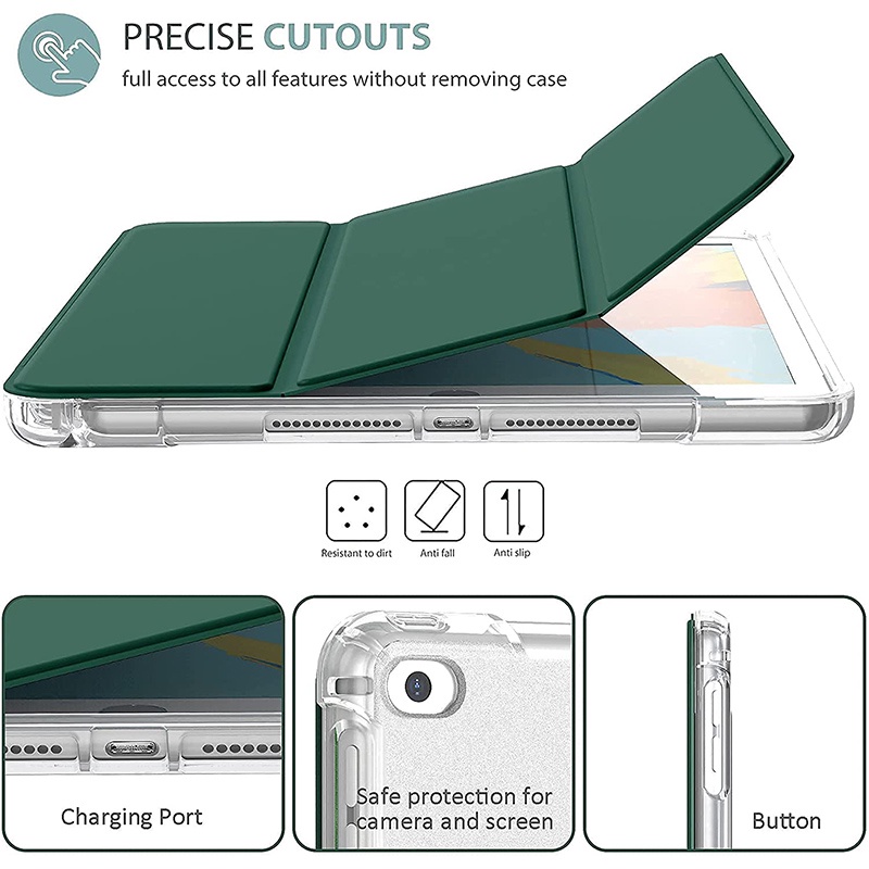 IPad Case for Air2 Air1 Auto 9.7inch Wake Sleep Silicone TPU Flip Cover for iPad 5th 6th iPad 2017 2018 Protective Shell with Pencil Holder Pen Slot iPad 9.7 Smart Case