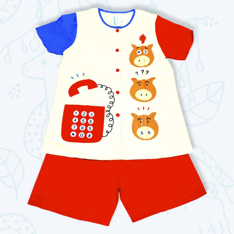 Setelan Baju Tidur Yumico - Baju Rumah Celana Pendek - Setelan baju tidur hot pants + Yumico Lengan 