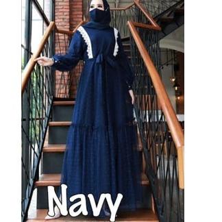 ☄ Tiara Maxy / Gamis Moscrepe Mix Tile Aplikasi Renda / Gamis Wanita / Gamis Wanita ➽