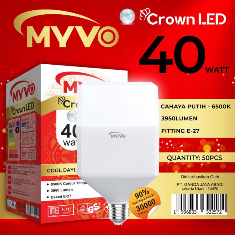 Lampu LED MYVO Crown 40 Watt / 50 Watt/ Garansi 1 Tahun