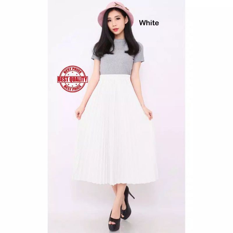 Rok Plisket Broken White 7/8 - Rok Plisket Sebetis