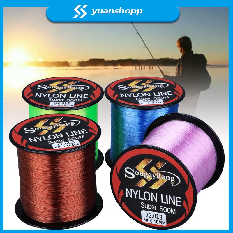 500M Senar Pancing 3 Colors Senar Pancing 11-36.3Lb 500 Meters Nylon Fishing Line senar pancing kuat dan anti keriting