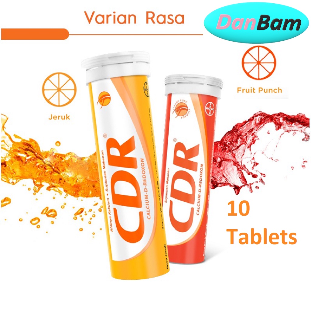 CDR Redoxon Berocca Fortos Suplemen Kalsium Rasa Jeruk / Fruit Punch 10 Tablet