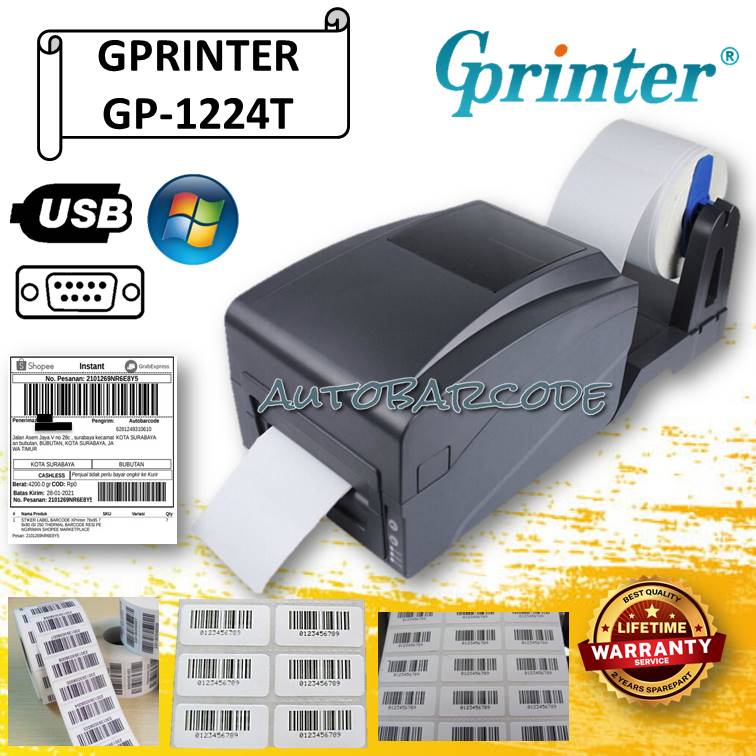 PRINTER BARCODE GPRINTER GP-1224T / GP1224T / GP 1224 T 110MM A6 TRANSFER THERMAL