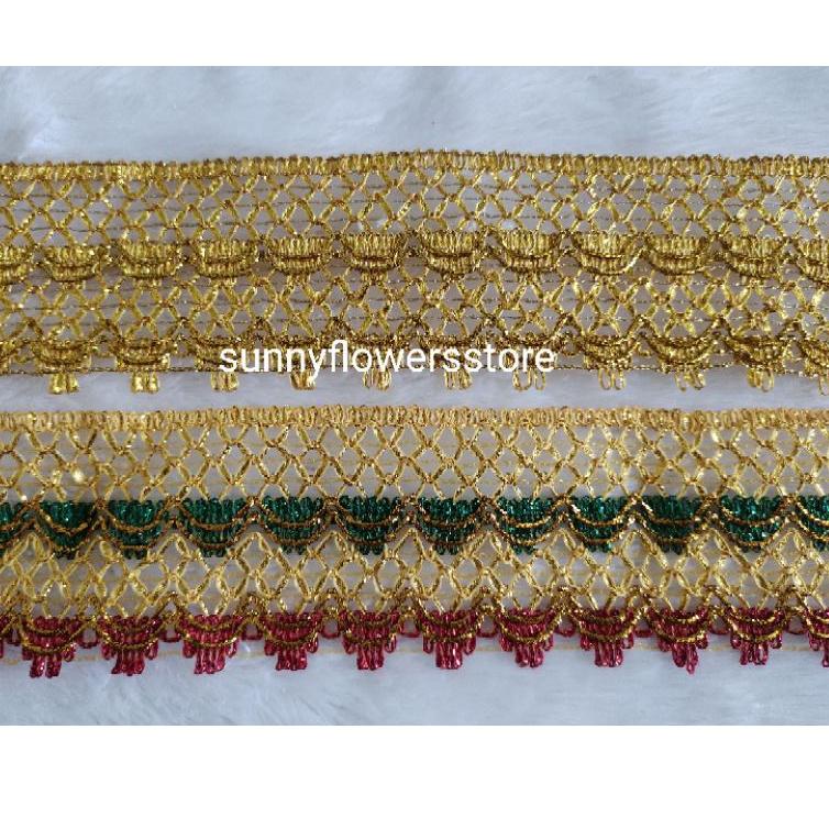 Paling Diminati.. RENDA GOLD 2  LINE LEBAR 7 CM ISI 10YARD