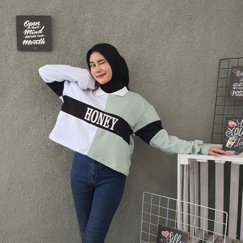 HONEY SWEATER CROP COLAR // CROP TOP // SWEATER KERAH
