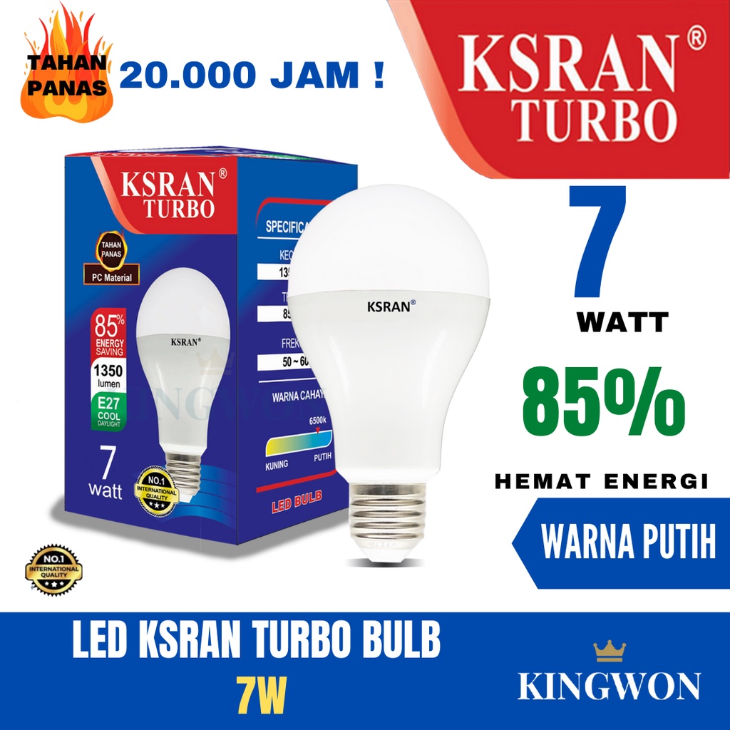 KSRAN Lampu LED 7 watt TURBO - Putih BULB