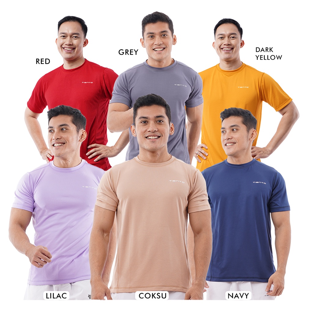 Tiento Kaos Running Dry Fit Baju Olahraga Lari Pria Gym Pakaian Sport Lengan Pendek Pria