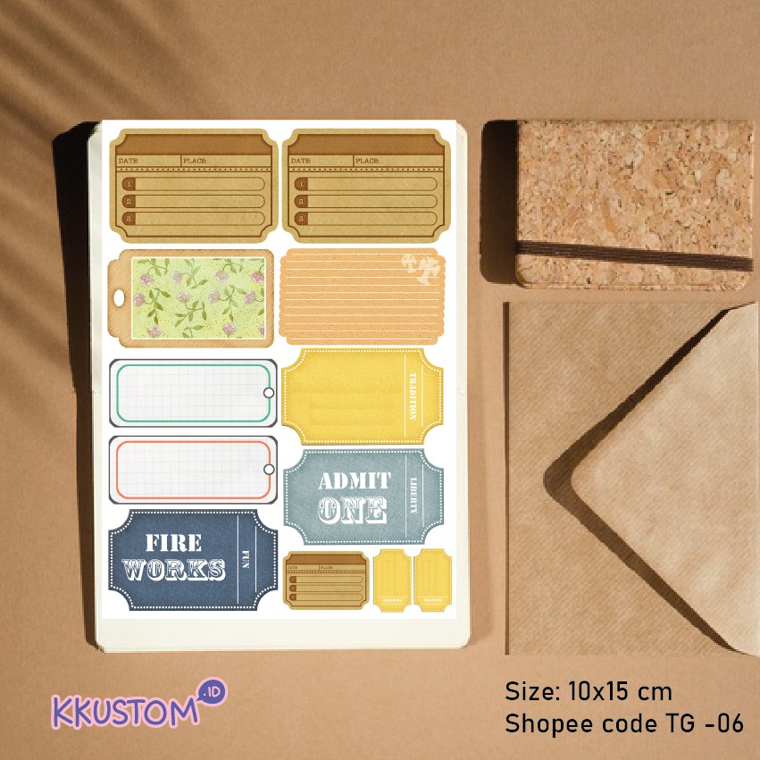 

TG-06 Stiker bujo stikcer journaling model tiket dan tag dekor bullet journal