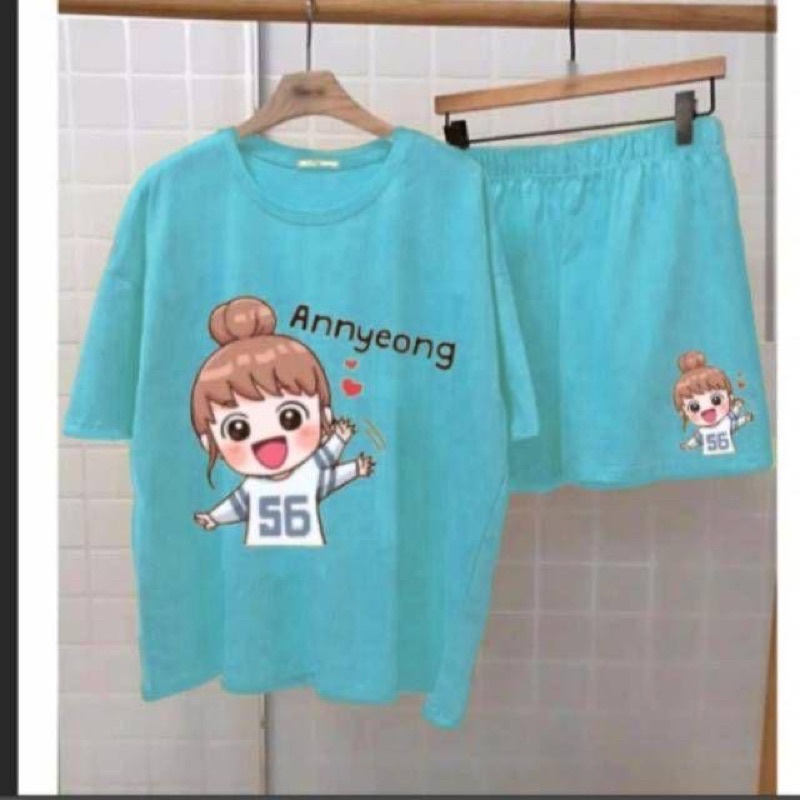 SET SETELAN ANNYEONG |  Set Annyeong baju + celana