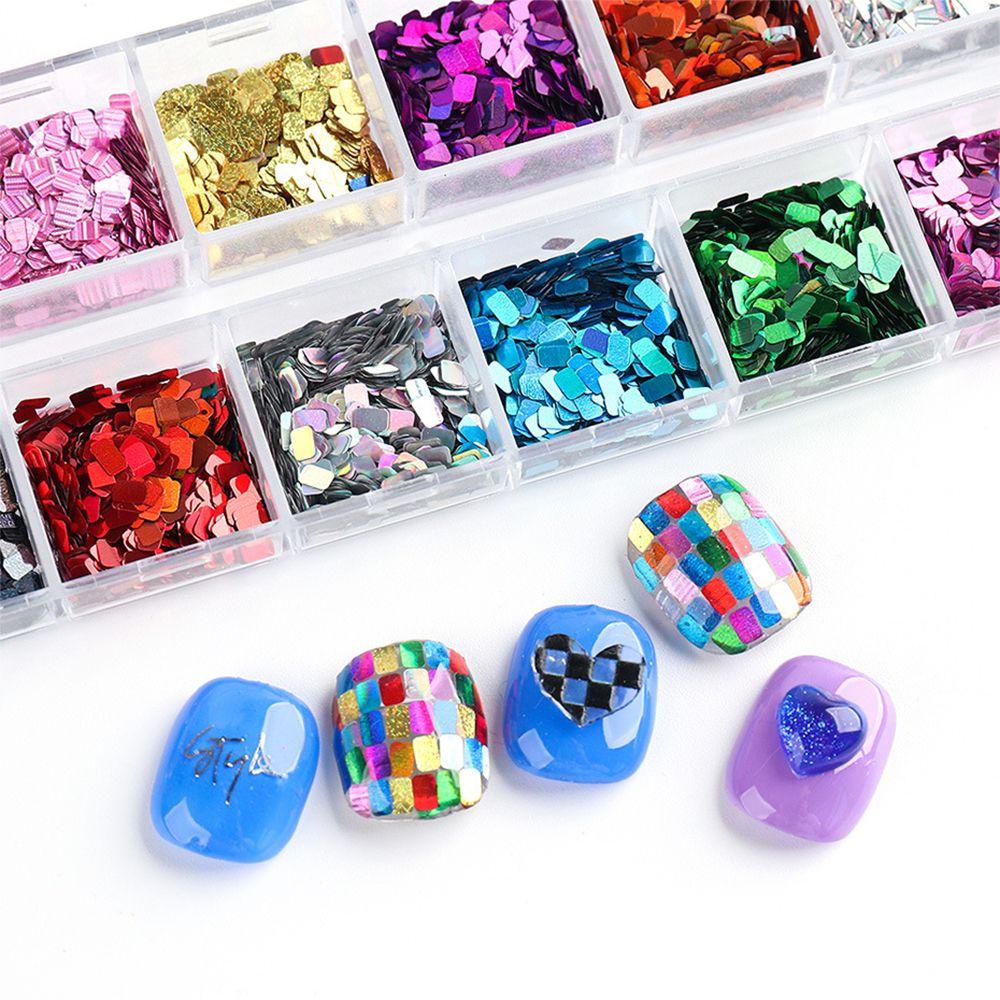 AUGUSTINA Agustina Nail Art Sequin Glitter Girl DIY Bahan Kuku Nail Beauty Persegi Panjang Nail Salon Nail Art Flakes