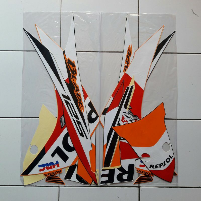 stiker motor honda blade repsol fi 125 2014 orange original