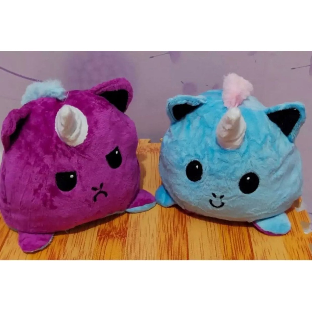 Boneka reversible unicorn / 2 EKSPRESI BOLAK BALIK / Berubah Ekspresi