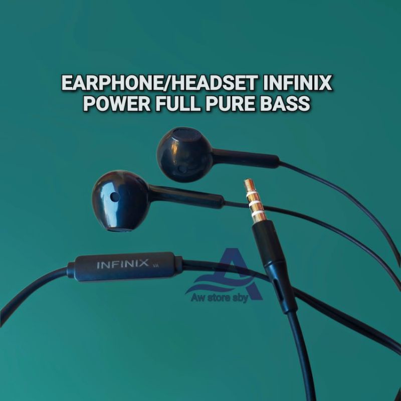 HEADSET INFINIX IMPRESSIVE BASS + MICROPHONE EARPHONE INFINIX HOT 7/ HOT 8/ HOT 9/ HOT 10[VA-108]