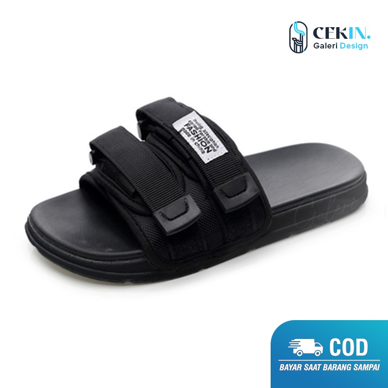 Grosir Sendal Slip On Casual Pria By Fashion Sandal Slop Sandal Kokop Murah Pria Wanita Kekinian (Unisex)-Fashion Hitam