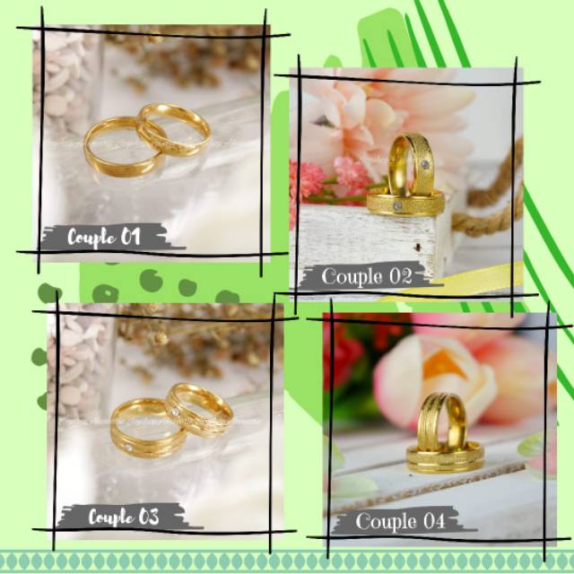 CINCIN COUPLE EMAS BAHAN TITANIUM BANYAK PILIHAN MODEL