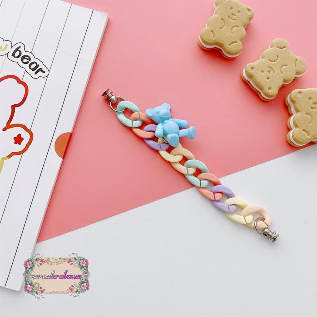 paket gelang tali rantai baut slingcase sling rantai beruang rainbow lanyard universal candy koper choice dove SB3111