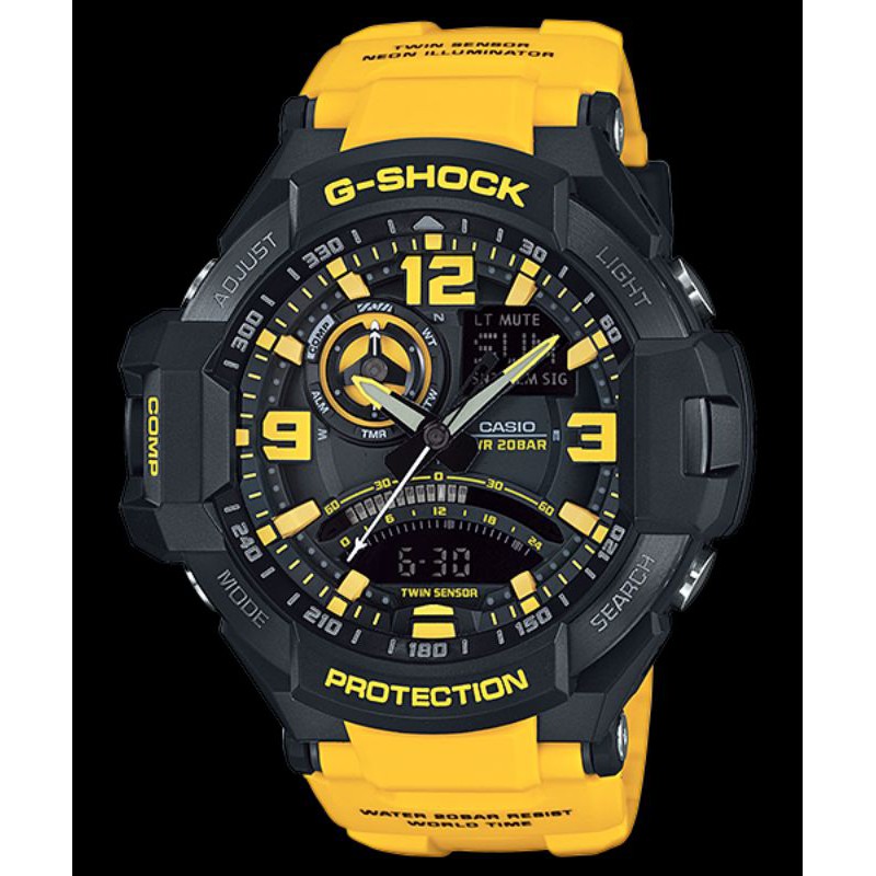 Jam Tangan Pria Merk G Shock Type GA-1000 Yellow Original Bm Baterai Free Box Set