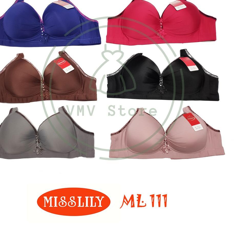 Hot - Bra Misslily L 111 Import Cup C Besar Jumbo Kait 3 Brukat Tanpa Kawat Bh Jupe Miss Lily Origin