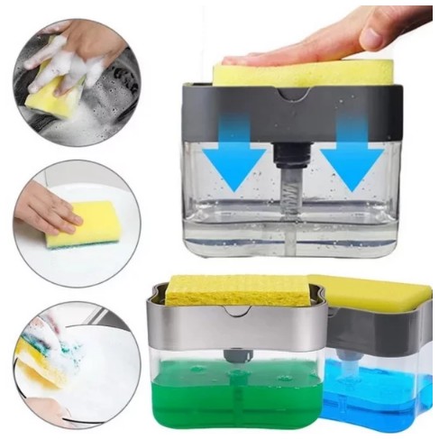 Dispenser tempat kotak sabun cuci piring gelas cair sunlight free busa spons dapur