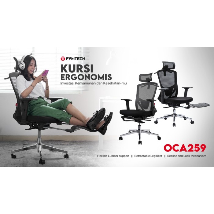 Fantech OCA259 OC-A259 Kursi Kantor Kerja Jaring Premium Office Chair