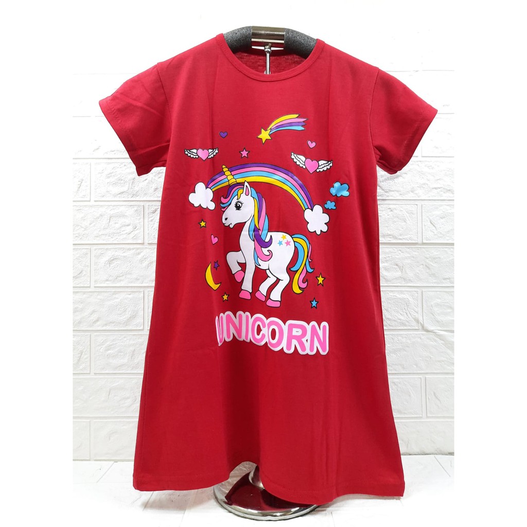 DRESS FASHION ANAK PEREMPUAN MOTIF UNICORN SPARKLE UNTUK ANAK UMUR 1-12 TAHUN