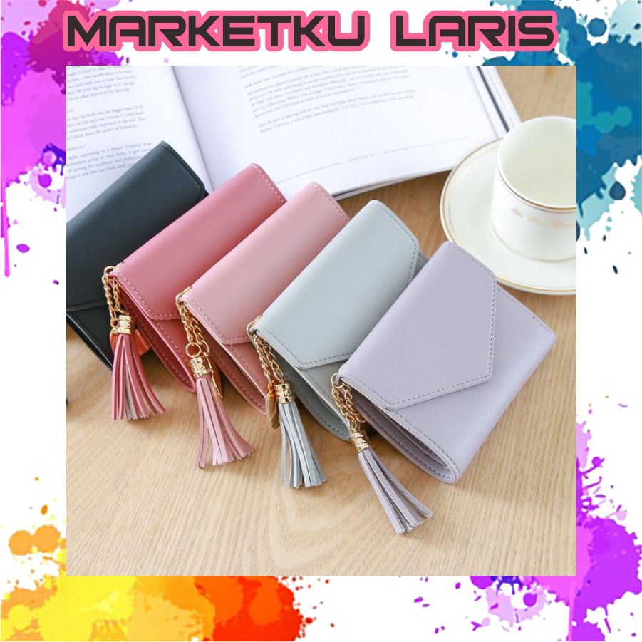MKL Dompet Lipat Mini Wanita Trend Fashion Cute Wallet Polos Murah Import Batam Murah COD WD008