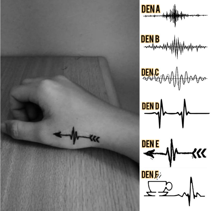 Tato Temporer garis EKG tato elektrokardiogram denyut jantung Stiker Tato Minimalis - DEN