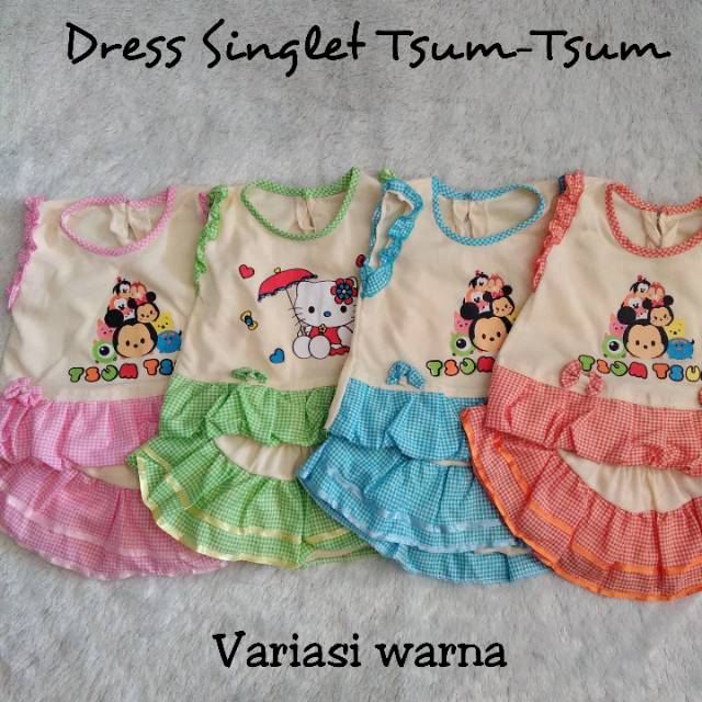 Setelan Dress Singlet rok celana Tsum-Tsum Hello Kitty anak bayi perempuan cewek girl