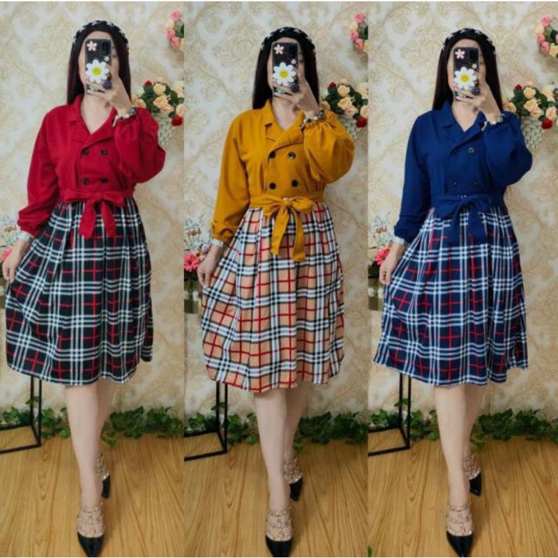 TUNIK KOTAK BURBERRY BUSUI TALI SAMPING / ATASAN TUNIK WANITA / TUNIK KEKINIAN
