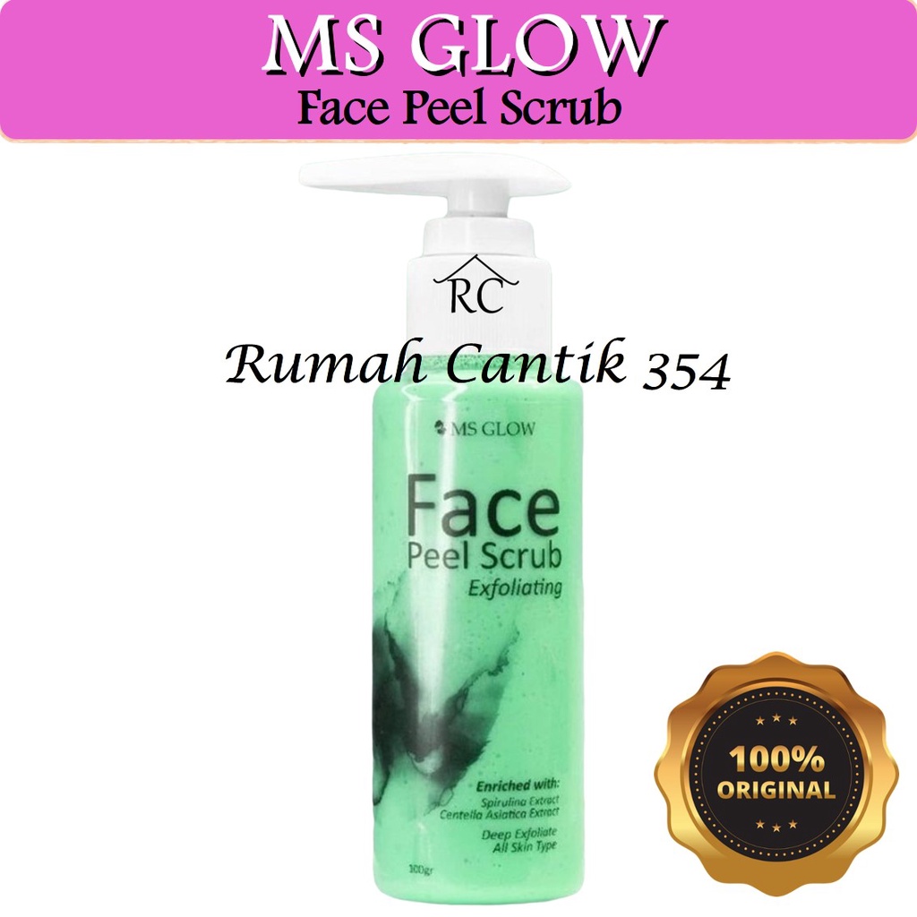 MS Glow Face Peel Scrub Exfoliating Rumah Cantik 354 Peel Scrub Wajah Memudarkan dan Membersihkan Noda Hitam di Wajah