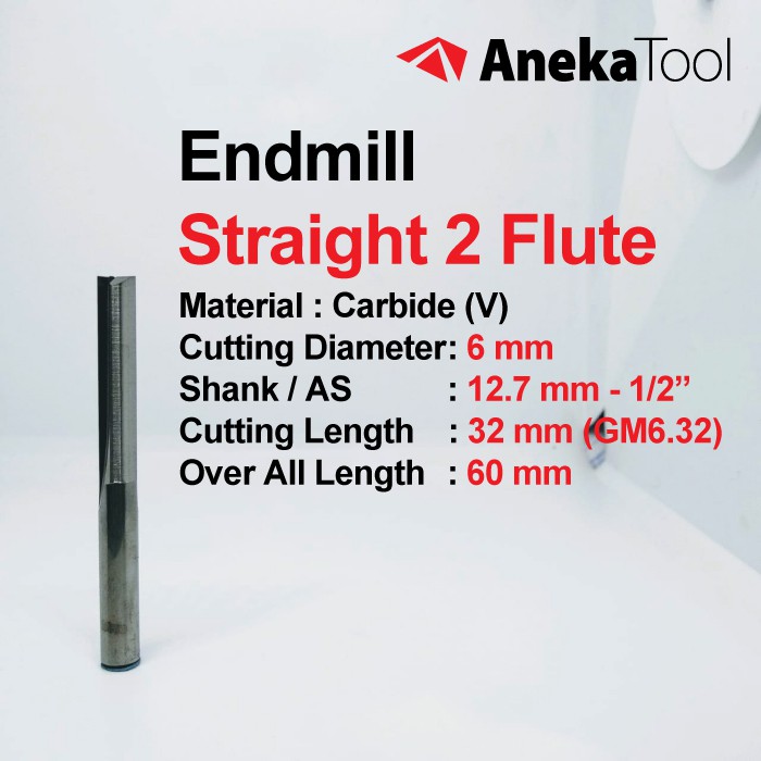 AT ENDMILL 6mm 2F STRAIGHT Wood MDF CNC Carbide Router Bits