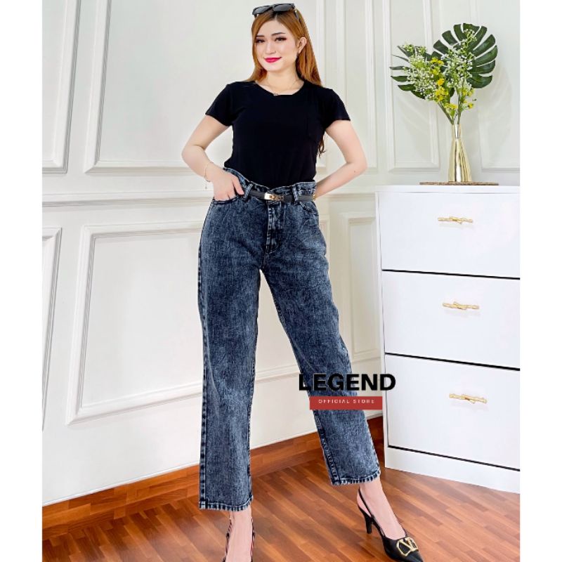 CELANA BOYFRIEND SNOW BLUE/BLACK CELANA JEANS WANITA