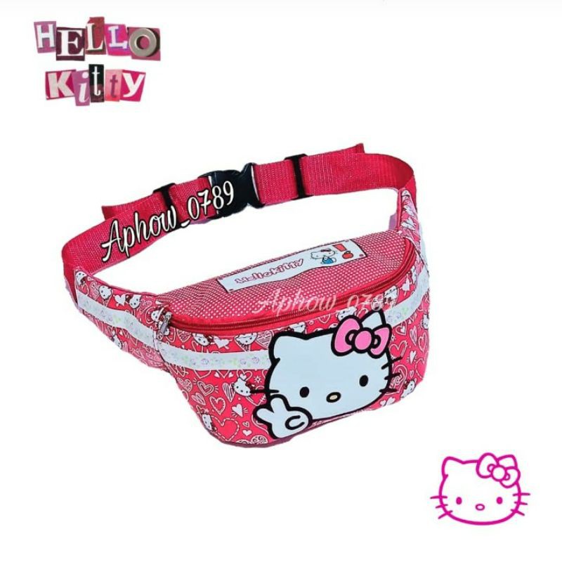 TAS WANITA ANAK / WAISTBAG ANAK MOTIF HELLO KITI BAHAN JELLY TERMURAH