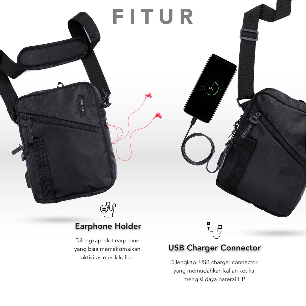 HEYLOOK Project - (Free Cable Usb) Tas Selempang Pria Sling Bag Outdoor SAVERRO Waist Bag Pria Distro Original