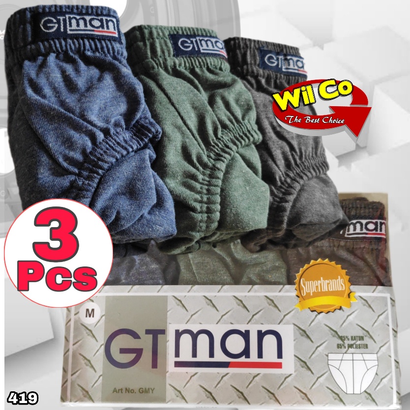 K419T - (DIJUAL PER 1 BOX ISI 3 Pcs) CELANA DALAM PRIA GT MAN GMY SIZE M - XL