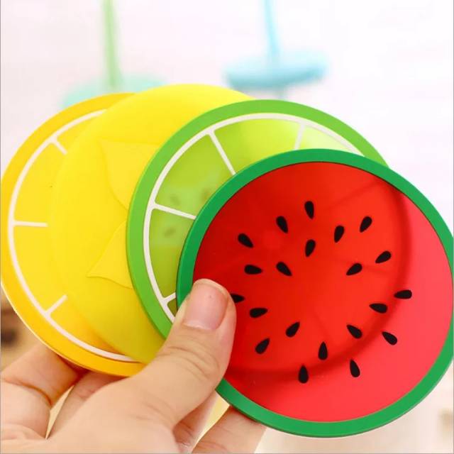 tatakan gelas silicone motif buah /tatakan cangkir