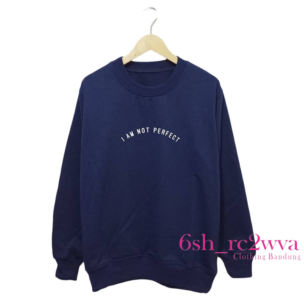 sweater crewneck pria wanita distro original oversize switer cowok brand jumbo kerah tinggi Navi